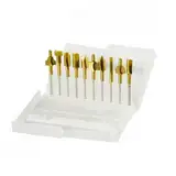 10 Stück 1/8 Zoll HSS-Fräserfeilen for Holz, Titanbeschichtung, Mini-3-mm-Holzfräser, Fräsen, passend for Dremel-Rotationsset, Schreinerwerkzeug mit Koffer(10PC J box)