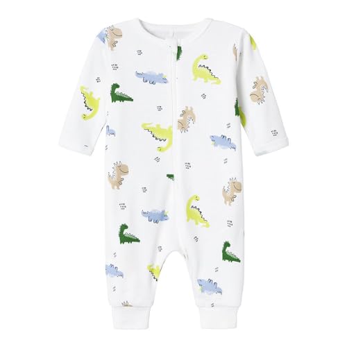 NAME IT Baby - Jungen Nbmnightsuit Zip Wild Lime Dino Noos, Bright White, 98