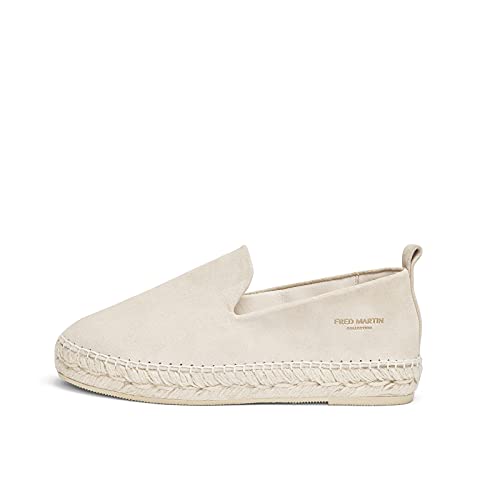 FRED MARTIN COLLECTION, Damen Espadrilles aus Wildleder mit Jutesohle und Lederausstattung, Größe 42, Banana Suede Beige