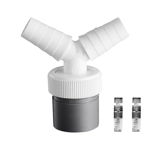 GUAHKUN Edelstahl Waschmaschine Abfluss Adapter Doppelanschluss 18-24MM Y-Adapter Mit Schlauchschellen Für Geschirrspüler Trockner Und Waschmaschine (A)