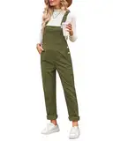 Vetinee Damen Latzhose Overall Damen Winter Jumpsuit Lang Overall Herbst Wide Leg Jumpsuit with Pockets Jumpsuit Sommer Damen Winter Moos Größe Large Passt EU Größe 42 bis EU Größe 44