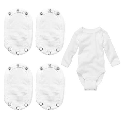 4 pcs Bodyverlängerung Baby,Baby Body Verlängerung,Body Verlängerung baby,Bodyverlängerungbaby,Einstellbare Länge,Weiße Bodyverlängerung Für Einstellbare Bodysuit Extender,Doppellagiger Stoff