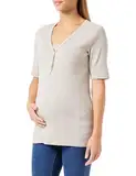 Noppies Maternity Damen Renate Nursing Rib Pyjama top SS Nachthemd, Taupe Melange-P757, XS/S