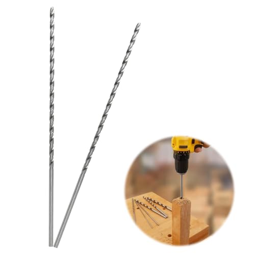 GYSRXS 200MM×3MM Lang Holzbohrer 2 Stück Extra Lange Bohrer Schnellarbeits Stahl Spiralbohrer Holz für Bohren von Holz,Aluminium und Kunststoff(Silber)
