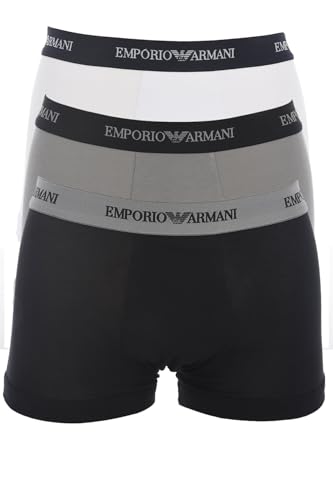 Emporio Armani Herren Mens Basic - Essential Core Logoband 3-pack Boxer Retroshorts, White/Black/Grey, L EU