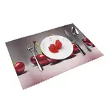 Chilenische Kirschen, waschbar, fettabweisend, Tischsets, 30 x 45 cm, für Restaurant, Hochzeit, Bankett, Weihnachten, Tischdekoration, 4 Stück