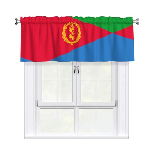 WZYWHJ Kurze Vorhänge mit Volantstange, 137,2 x 45,7 cm, eritreische Flagge, Bild, einfach zu installieren, für Küche, Bad, Waschküche, Studio
