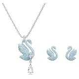 Swarovski Iconic Swan Set, Rhodinierte Halskette und Ohrringe mit Schwan-Motiv und Strahlenden Swarovski Kristallen