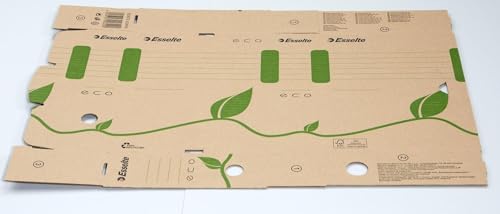 Esselte Eco Archiv-Schachtel, 80 mm Rückenbreite, Aktenkarton A4, 100 % recycelte Wellpappe, 100 % recycelbar, Archivboxen mit geometrischem Design, Eco Archiv Serie, 25 Stück, Naturbraun, 623916