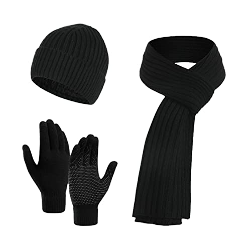 Mutze Schal Set Damen GrüN, Damen Winter Warm Beanie Mütze Touchscreen Handschuhe Lange Schal Set mit Fleece Gefüttert und Pailletten