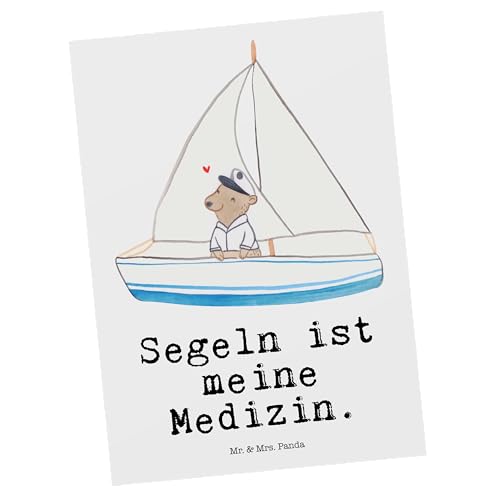 Mr. & Mrs. Panda Postkarte Segeln - Geschenk, Hobby, Ansichtskarten, Schenken, Gewinn, Dankeskarte, Segelboot, Sportart, Einladung, Yachtclub,