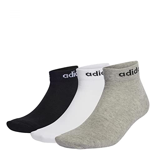 adidas, Think Linear Set Di 3, Socken, Mittel Graue/Weiß/Schwarz, S, Unisex-Adult