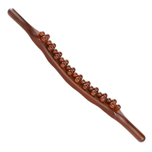 Gua Sha Stick mit 35 Holzmassageperlen, Holzmassagewerkzeug für Lymphdrainage Muskelentspannung Massage Nacken Rücken Bauch Beine Arme