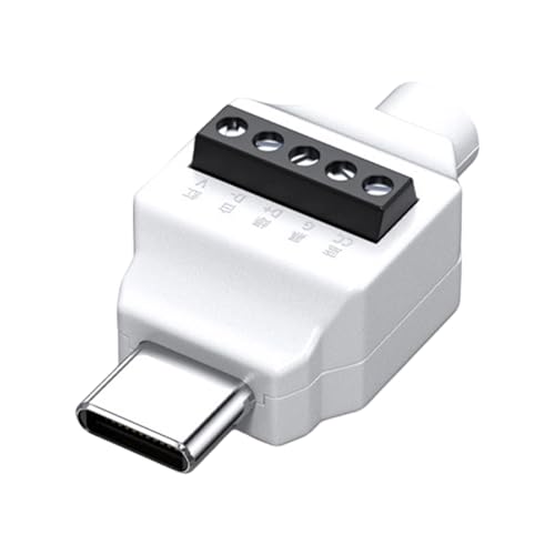 HAISENG USB-C-Stecker auf 5/4-polige, lötfreie Anschlüsse für schnelle Kabelreparatur, 65 W Ladefähigkeit, Kabeladapter