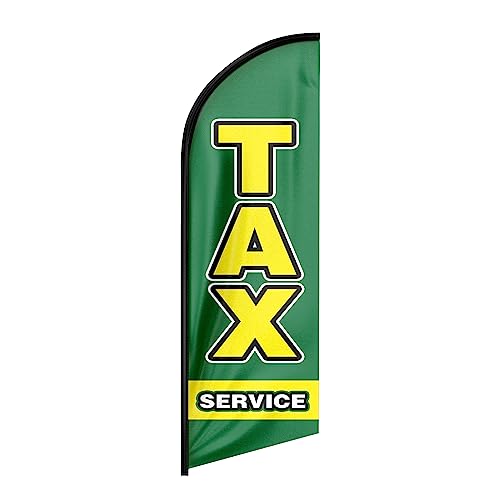 FSFLAG Tax Services Business-Flagge, 3,5 m Steuerdienstleistungen, Werbefeder, Steuerdienst-Banner für Geschäft, kommerzielle Nutzung, Flagge, grün (nur Flagge)