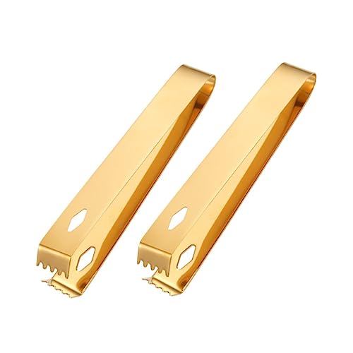 GREENADSCAPE 2St Eisclip Eis Servierzange Brotzange Vintage Eiszange Mini-Vorspeisenzange Antike Eiszange eiswürfelzange küchenzange Eiswürfel-Clips Eiswürfelklemme Rostfreier Stahl Golden