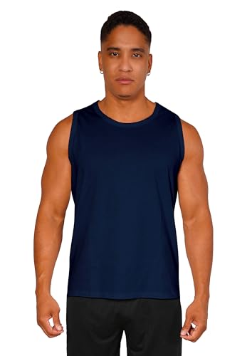 Tank Top Herren, Ärmelloses Sommer Shirt aus Reiner Baumwolle-Single Jersey, Sport Muskelshirt, Fitness Trägershirts, Achselshirt - Navy, Gr. M
