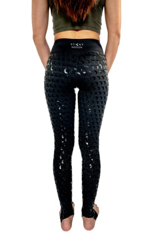 Sticky Moon Pole Dance Leggings mit Grip/Aerial Leggings mit Grip/Pole Dance Kleidung/Schwarze Tanz-Leggings, Schwarz auf Schwarz, Groß