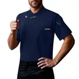 SUPTTING Herren Kochbekleidung Schwarz Modern Kochjacke Sterne Restaurant Jacke Gourmet Küchenjacke Design Berufsjacke Feinschmecker Arbeitsjacke Dienstkleidung Bankett Kochuniform