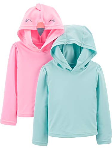 Simple Joys by Carter's Mädchen 2-Pack Hooded Rashguards Rash Guard Shirt, Aquablau/Rosa, 24 Monate (2er Pack)