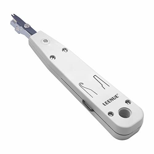 LEENUE LSA Auflegewerkzeug, LSA Plus Anlegewerkzeug Krone, Netzwerk Werkzeug für Ethernet RJ45 Netzwerkdose Cat5/Cat6/Ca6A und Telefonkabel RJ11, Datenauflegewerkzeug mit Haken und Klinge Grau