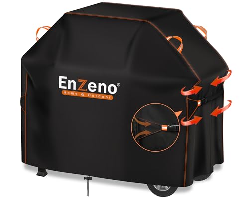 Enzeno Grillabdeckung wetterfest,Gasgrill Grillabdeckung Regendicht BBQ Grill schutzhülle Staubdicht Grill Abdeckplane für Weber, Brinkmann, Char Broil 147 x 61 x 122cm - Schwarz…