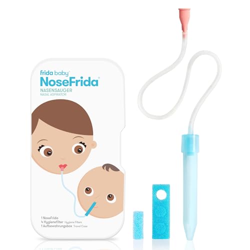 Frida Baby NoseFrida Nasensekretsauger, Inkl. 4 Hygienefiltern und Aufbewahrungsbox, Baby ab 0+ Monate