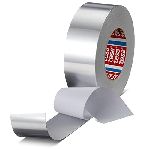 Aluminiumband - Tesa 60672 - Metallisches Dichtband Für Hohe Und Niedrige Temperaturen, Wasser- Und Dampfdicht, Gasbeständig, Robust, Geeignet Für Dauerhafte Reparaturen (50 mm x 10 m)