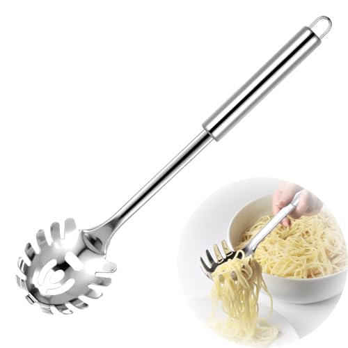 Nudelkelle,Spaghettilöffel,Nudellöffel,Nudelschöpfer,Nudellöffel Edelstahl,Spaghettilöffel Edelstahl,Mit Ergonomischen Griffen Für Nudeln Und Einem Aufhängeloch Zum Aufhängen