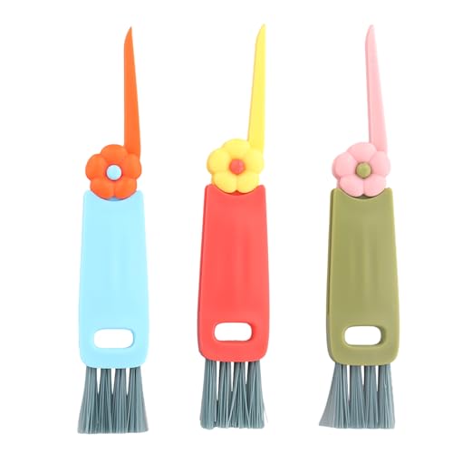 Dokeno 3-in-1 Becher Deckel Reinigungsbürste, Multifunktionalebecher Becherdeckel Reinigungsbürste mit Blumen, Tragbare Decke Spaltreinigungsbürste für Flaschen und Tassen