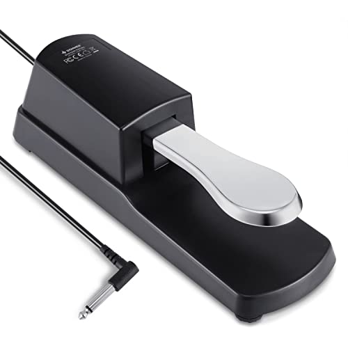 Donner DSP-001 Sustain-Pedal für Keyboard, Klavier Sustain-Pedal Universal-Dämpfer-Fußpedal für Digitalpiano MIDI-Keyboard Elektronischer und mit Polaritätsschalte