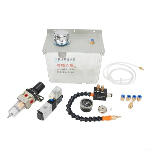 Eawfgtuw 3L Schmiersprühsystem Kühlmittelpumpe Ölnebelsprüher für Maschine, mit flexiblem Schaft 300 mm, Magnetfußventil Druckregler (220 V)