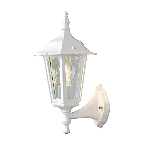 Konstsmide Firenze 7232-250 Wandleuchte / B: 19cm T: 22cm H: 36cm / 1x60W / IP43 / lackiertes Aluminium / matt-weiß