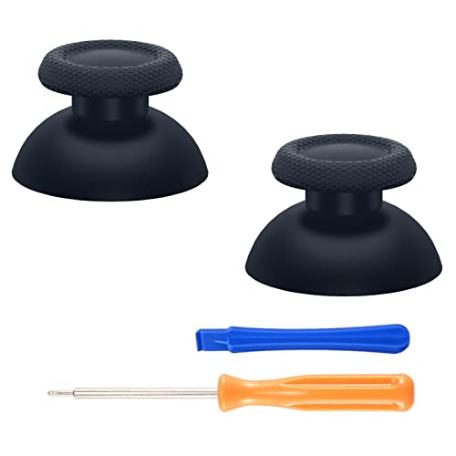 eXtremeRate Ersatz Schwarz Thumbsticks für ps5/für ps4 Controller, Austausche Analogstick Thumb Grip Sticks Kappen Joysticks Aufsätze für ps5 Buttons Zubehör für ps4 Pro Slim Controller mit Werkzeug