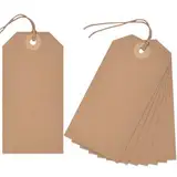 VGOODALL Etiketten mit Draht, 120 Stück Manila-Versandanhänger (12,1 x 6 cm, blanko, für Vintage-Kleidung, Schmuckpreise und Garagenverkäufe)