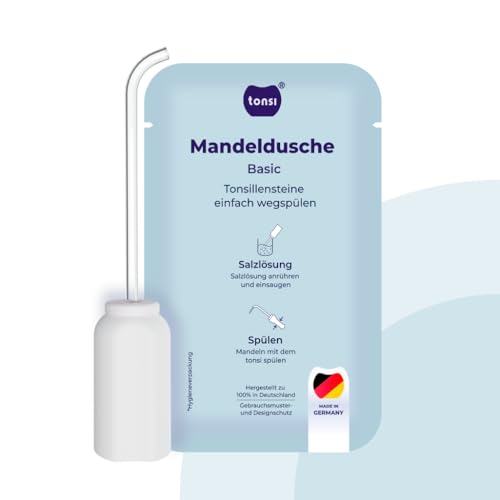 Mandeldusche Basic | Mandelsteine einfach mit Salzwasser ausspülen | Mandelstein Entferner aus hochwertigem Silikon | Tonsillensteine sanft entfernen
