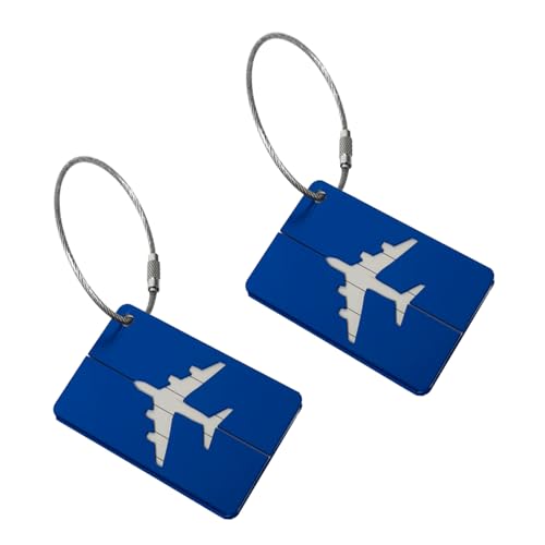 2pcs Flugzeugformform Metall Beutel Etikett Aluminiumlegier Gepäckkenner Hängen Mit Antiloss Lanyards Für Den Einsatz