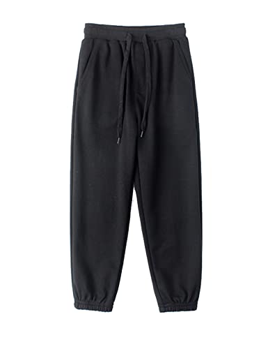 NATUST Kinder Sport Jogginghosen Jungen Trainingshosen Elastischer Bund Relaxed Mädchen Sweatpants Schwarz 164-170 (Herstellergröße:170)