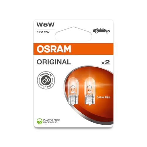 Osram ORIGINAL LINE 12V, W5W, Lampen mit Glasquetschsockeln, Doppelblister (2 Lampen), white