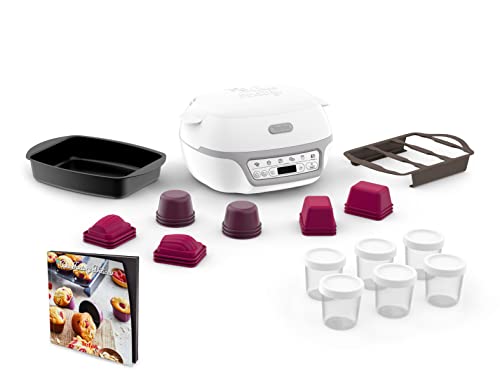 Tefal Intelligente Kuchenmaschine, 5 automatische Programme, 1 manueller Modus, kostenlose Rezept-App, kompatibel mit Tefal CreaBake, Cake Factory Délices Silver Maxi-Pack KD812110