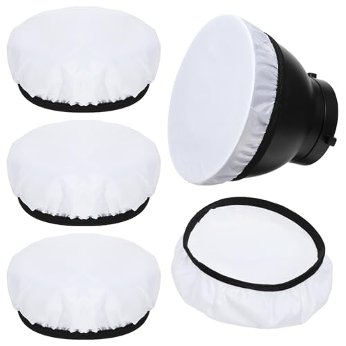 4 Stück Fotografie Diffusor Socke 18 cm Universal Diffusor Aufsatz Weiß Weiche Reflektor Licht Socken Diffuser Aufsatz Lampenabdeckung Diffuser Abdeckungstuch für Ringlicht Blitzlicht
