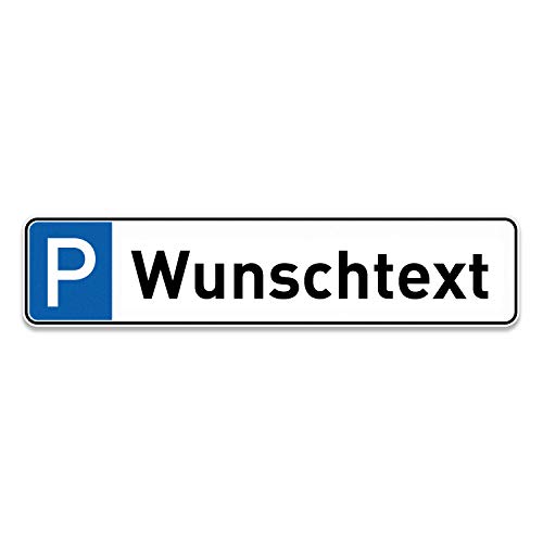 printplanet® Parkplatzschild Privatparkplatz - Mit eigenem Text oder Kennzeichen - Schild aus 5 mm PVC Kunststoff - Größe 280 mm x 65 mm - Blau