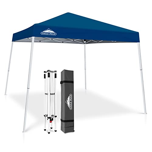 EAGLE PEAK 3x3m Veranstaltungszelt Schräg Beine Pop-up Pavillon im Freien, UV-Schutz 50+ Wasserdicht Faltbar Faltpavillon für Camping Garten Party, Dunkelblau