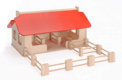 Großer Bauernhof + Zaunelemente (ohne Tiere!) / Material: Holz / Made in Germany / Maße: 55 x 32 x 28 cm / 3+
