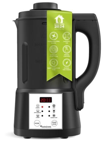 TurboTronic Suppenkocher Suppenbereiter 1,6L, 1000 W, 6 Programme, Suppenautomat, Multikocher, Smoothie-Maker, Baby-Nahrung, Familie (Schwarz)