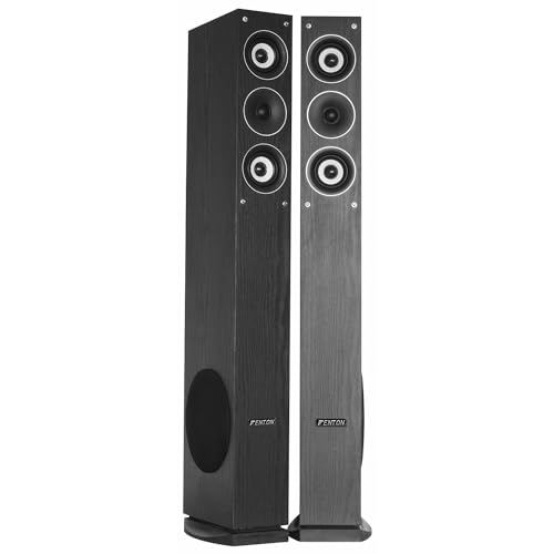 Fenton SHFT52B HiFi Lautsprecher Set, 3-Wege passives Standlautsprecher Paar - 500 Watt - Hi-Fi Lautsprecher Boxen - Schwarz