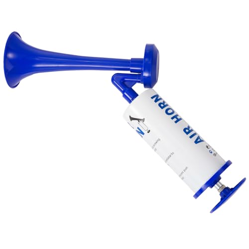 Handgehaltene Luftdruck-Hupe, Lärmmacher für Sportveranstaltungen, Boote, Sicherheitssignale und Partys, Aluminiumgehäuse und Luftpumpe (Blau)