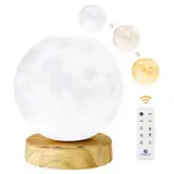 Deng Jr Tageslichtlampe 10000 Lux Moon Lichttherapielampe,Simulation von Tageslicht, UV-freie Sonnenlichtlampemit Fernbedienung, 3 Farbtemperaturen, einstellbareLichtintensitaten und Timer