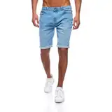 JEEL Herren Kurze Hosen - Slim-Fit Jeans-Shorts - 5-Pocket-Style - Stretch Herren-Shorts - Kurze Hose für Männer - Basic Washed - 2-Hellblau - 36W