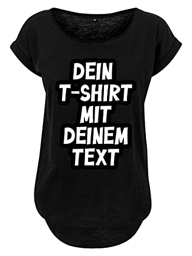 Damen T-Shirt selbst gestalten mit eigenem Text Bedrucken Lassen personalisierte Geschenke Damen Tshirt mit Aufdruck Tshirt Bedrucken Lassen t Shirt selber gestalten Custom Shirt (L, Schwarz, l)